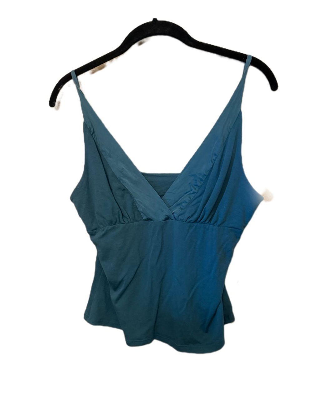 Y2K Bebe Women's Teal V-Neck Tank Top with Spaghetti Straps